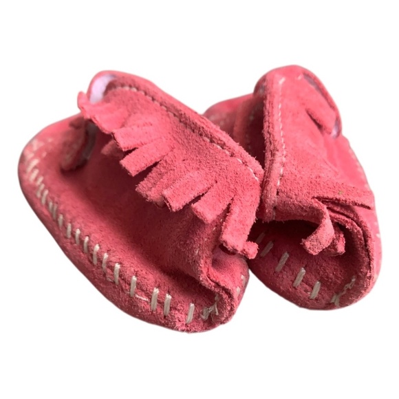 Minnetonka Infant Moccasins Hot Pink Size 1 (0-3 Mon) Leather Bootie - Picture 7 of 9